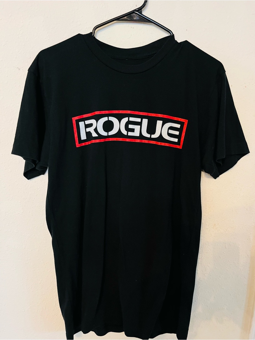 Rogue Black T-Shirt with White Logo and Red Trim
